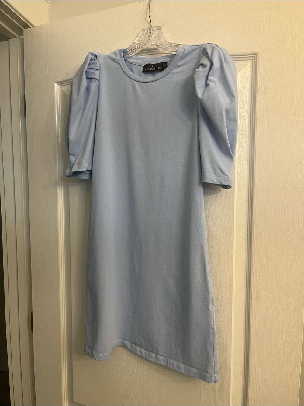 Pomander Place Light Blue Puff-Sleeve Mini Dress